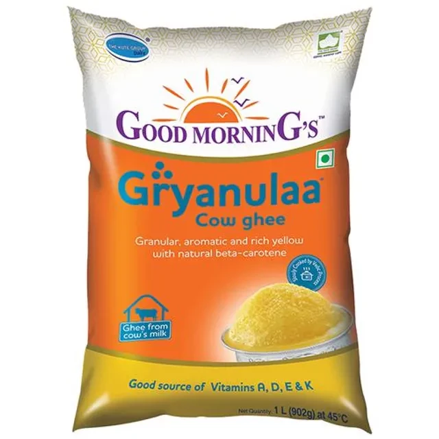 Good Morning's Gryanulaa Cow Ghee - Danedaar, 1 L Pouch-1.webp